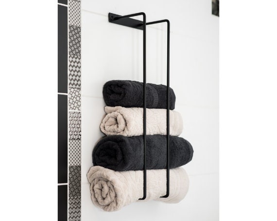 Small Black Adirondack Metal Wall Towel Rack - Towel Holder