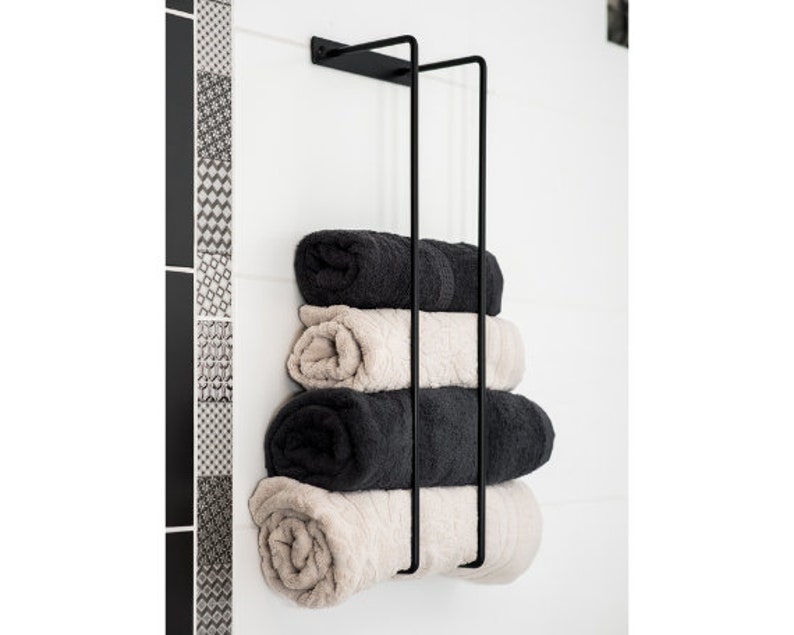 Towel Rack Towel Holder Wall Mount Metal Storage Bathroom Organizer image 1