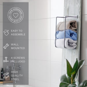 Bathroom Towel Rack Wall Mount Storage For Bath Towels Solid Metal Organizer image 5