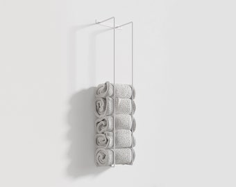 Towel Holder Bathroom Storage Solid Steel Bath Towels Rack Wall Mount Metal Organizer White Color