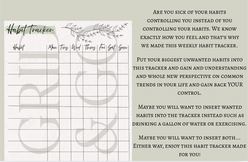 Weekly Habit Tracker Printable | Minimalist Routine Tracker PDF ...
