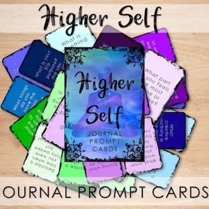 Cartes d'invite de journal, cartes imprimables, soi supérieur, éphémères de journalisation, outils de méditation, réflexion sur soi, cartes de questions