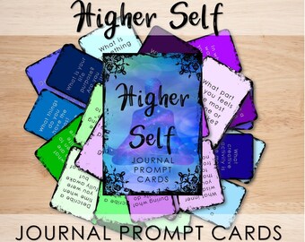 Journal Prompt Cards, Printable Cards, Higher Self, Journaling Ephemera, Meditation Tools, Self Reflection, Question Cards