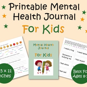 Printable Mental Health Journal For Kids, Kids Journal Page, Childrens Worksheet, Journal For Child