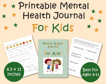 Printable Mental Health Journal For Kids, Kids Journal Page, Childrens Worksheet, Journal For Child