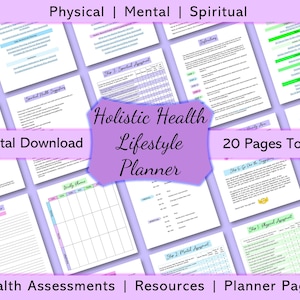 Holistic Health Lifestyle Planner, Printable Planner, Healthy Lifestyle, Body Mind Soul, Health and Wellness, Life Transformation