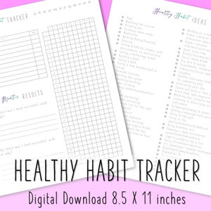 Suivi des habitudes saines, Suivi des habitudes imprimables, Mode de vie sain, Habitudes quotidiennes, Suivi mensuel, Bujo Printables, Suivi de la routine