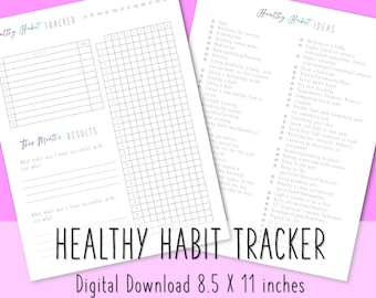 Healthy Habit Tracker, Printable Habit Tracker, Healthy Living, Daily Habits, Monthly Tracker, Bujo Printables, Routine Tracker