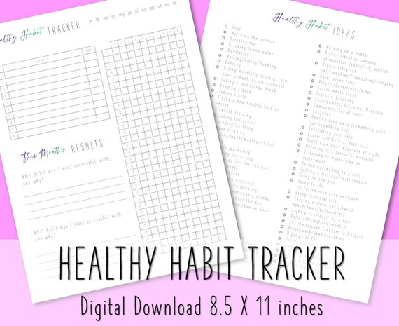Healthy Habit Tracker Printable Habit Tracker Healthy | Etsy