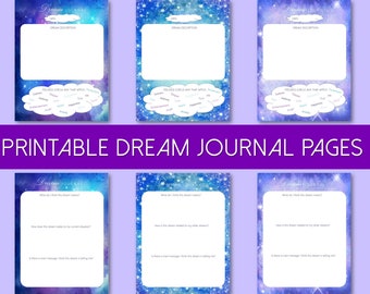 Printable Dream Journal Pages, Dream Diary, Dream Analysis, Self Discovery, Subconscious Healing, Personal Growth