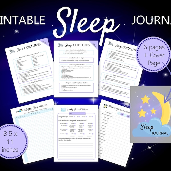Sleep Journal, Sleep Tracker Printable, Sleep Planner, Bedtime Routine, Bedtime Journal, Sleep Diary, Planner Inserts, Sleep Log