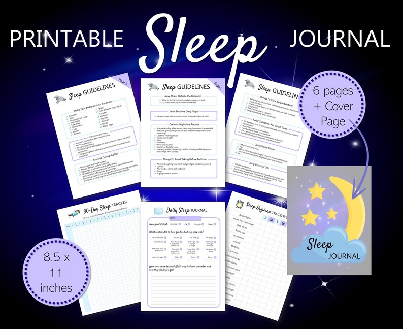 Sleep Journal Sleep Tracker Printable Sleep Planner Bedtime Etsy