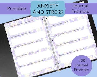Printable Anxiety and Stress Journal Prompts, Anxiety Journal Prompts, Stress Journal, Therapy Journal, Mental Health Journal Prompts
