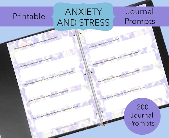 Printable Anxiety and Stress Journal Prompts, Anxiety Journal Prompts, Stress Journal, Therapy Journal, Mental Health Journal Prompts