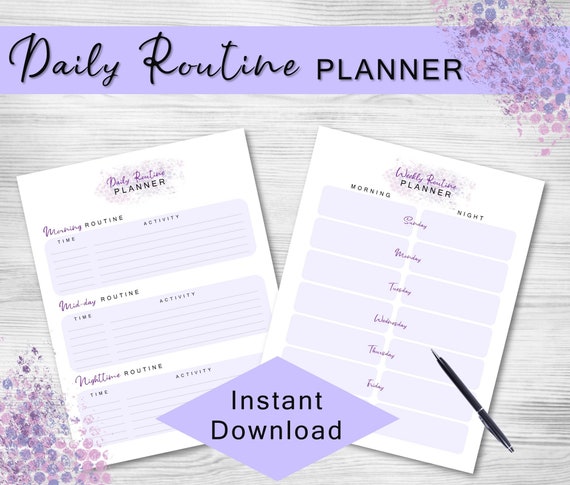 Printable Daily Routine Planner Pages, Morning Routine, Night Time Routine, Adult Daily Routine Printable