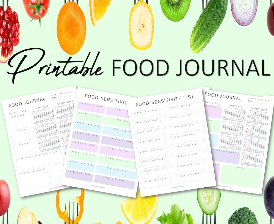 Printable Food Journal Food Sensitivity Food Tracker Symptom Tracker