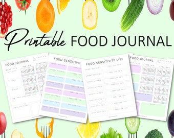 Printable Food Journal, Food Sensitivity, Food Tracker, Symptom Tracker, Mindful Eating, Daily Food Log