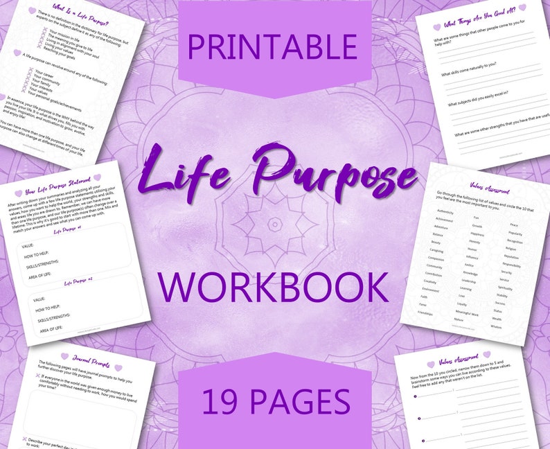 Printable Life Purpose Planner, Find Your Career Path, Find Your Passion, Soul Purpose, Self Discovery, Personal Growth, Self Assessment image 1