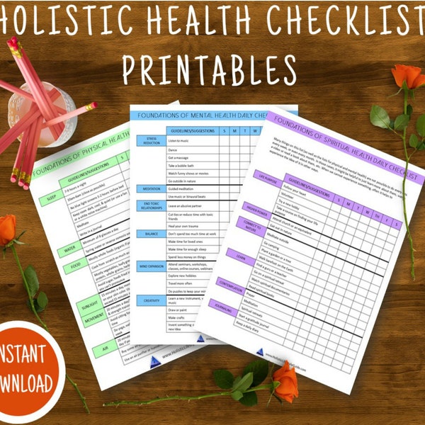Daily Checklist Printable, Health Tracker, Holistic Health, Body Mind Spirit, Wellness Goals, Healthy Lifestyle