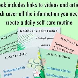 ebook includes links to videos and articles which cover all the information you need to create a daily self-care routine