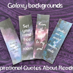 Printable Bookmarks, Set of 4 Bookmarks, Galaxy Bookmarks, Book ...