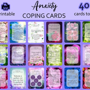 Tarjetas de afrontamiento de la ansiedad, Tarjetas de ansiedad imprimibles, Habilidades de afrontamiento de la ansiedad, Alivio de la ansiedad, Tarjetas de salud mental, Tarjetas de bienestar mental