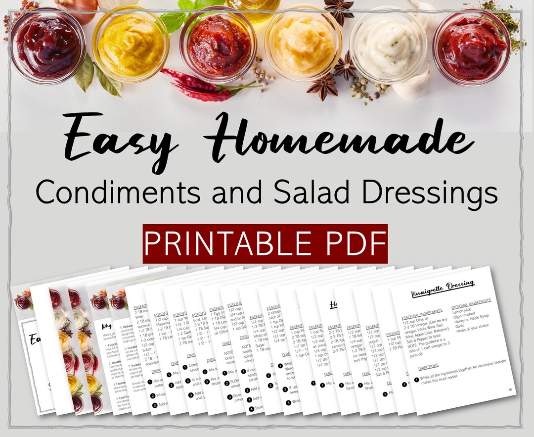 Homemade Condiment & Salad Dressing Recipes: 15-page Recipe PDF - Etsy