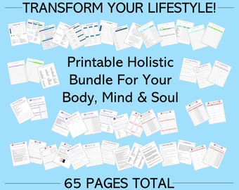 Holistic Bundle, Printable Health Planner, Healthy Lifestyle, Wellness Journal, Body Mind Spirit , Holistic Health Guide, Self Care