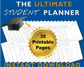 Printable Student Planner, School Planner, Academic Planner, Study Planner, Assignment Tracker, Exam Prep, For Students, College Gift
