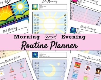Printable Daily Routine Planner, Routine Chart, Morning Routine, Evening Routine, Morning and Evening Planner, Nighttime Routine, Self Care