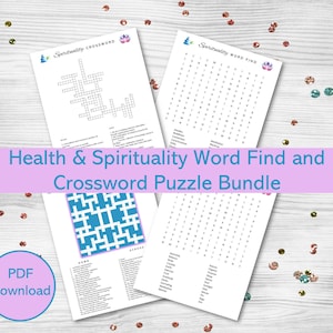 Printable Holistic Health and Spirituality Activity Sheets, Crossword Puzzles, Word Search, Brain Teaser Puzzles For Adults