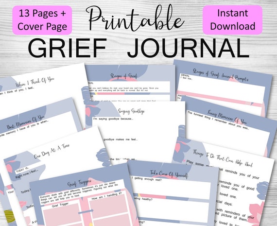Grief Journal, Grief Gift, Printable Journal, Loss Journal, Therapy Journal, Grievance Journal, Healing From Grief, Grief Workbook