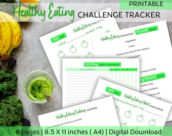 Seguimiento imprimible del reto de alimentación saludable de 30 días (PDF)