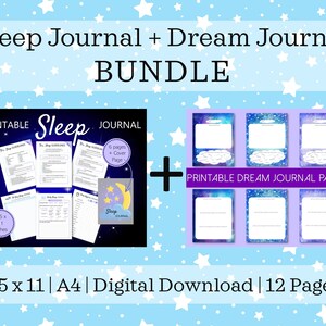 Sleep Journal and Dream Journal Bundle, Sleep Journal, Dream Journal, Printable Journal Bundle, Sleep Tracker, Sleep Diary, Dream Analysis