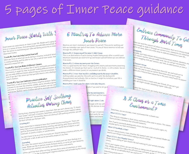 Inner Peace Journal, Printable Journal, Guided Journal Pages, Finding Peace, Mindfulness Journal, Mental Health, Self Care, Anxiety Relief image 3