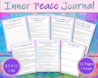 Inner Peace Journal, Printable Journal, Guided Journal Pages, Finding Peace, Mindfulness Journal, Mental Health, Self Care, Anxiety Relief