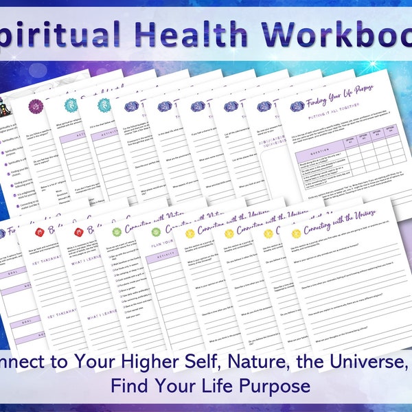 Printable Spiritual Workbook, Spirituality Journal, Higher Self, Life Purpose, Divine Connection