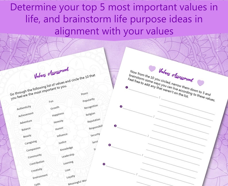Printable Life Purpose Planner, Find Your Career Path, Find Your Passion, Soul Purpose, Self Discovery, Personal Growth, Self Assessment image 3
