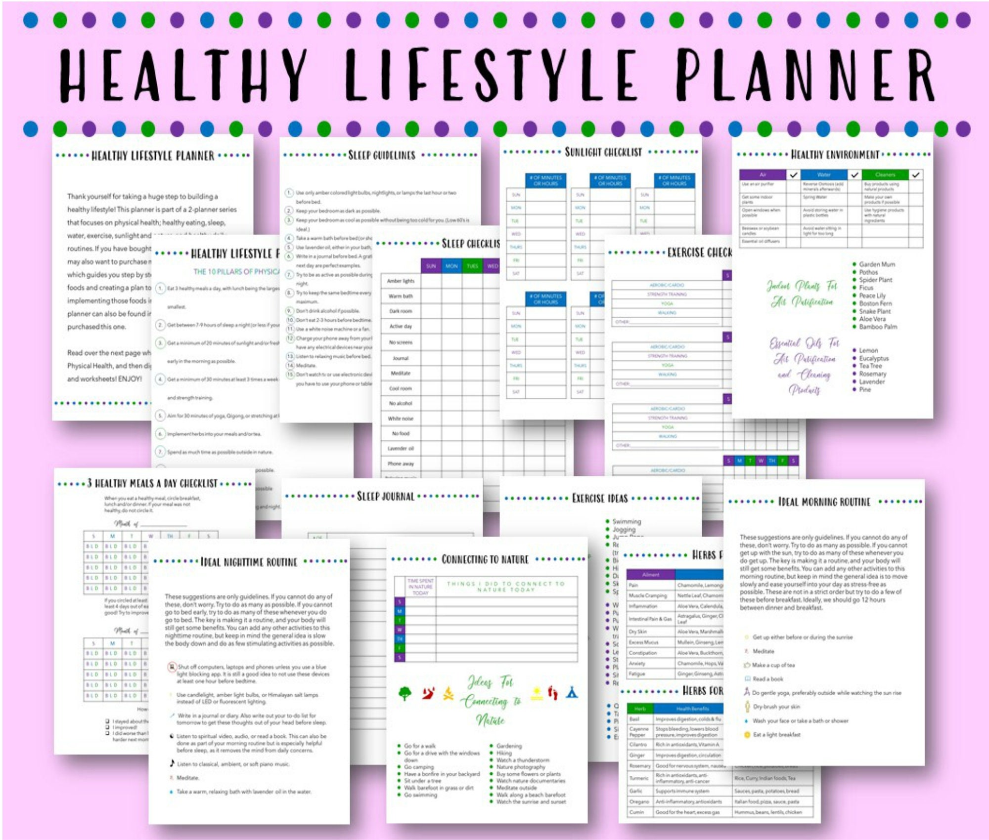 Printable Healthy Lifestyle Planner Routine Planner Health Etsy España