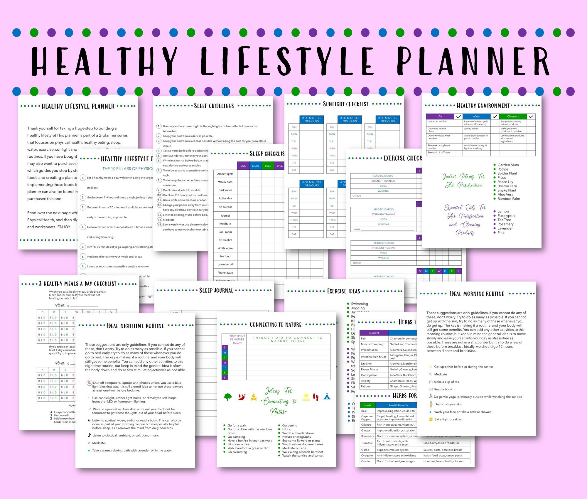 Printable Planner Bundle, Healthy Eating Planner, Healthy Lifestyle