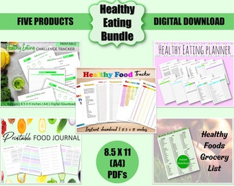 Healthy Eating Bundle: Food Journal, Planner, Tracker