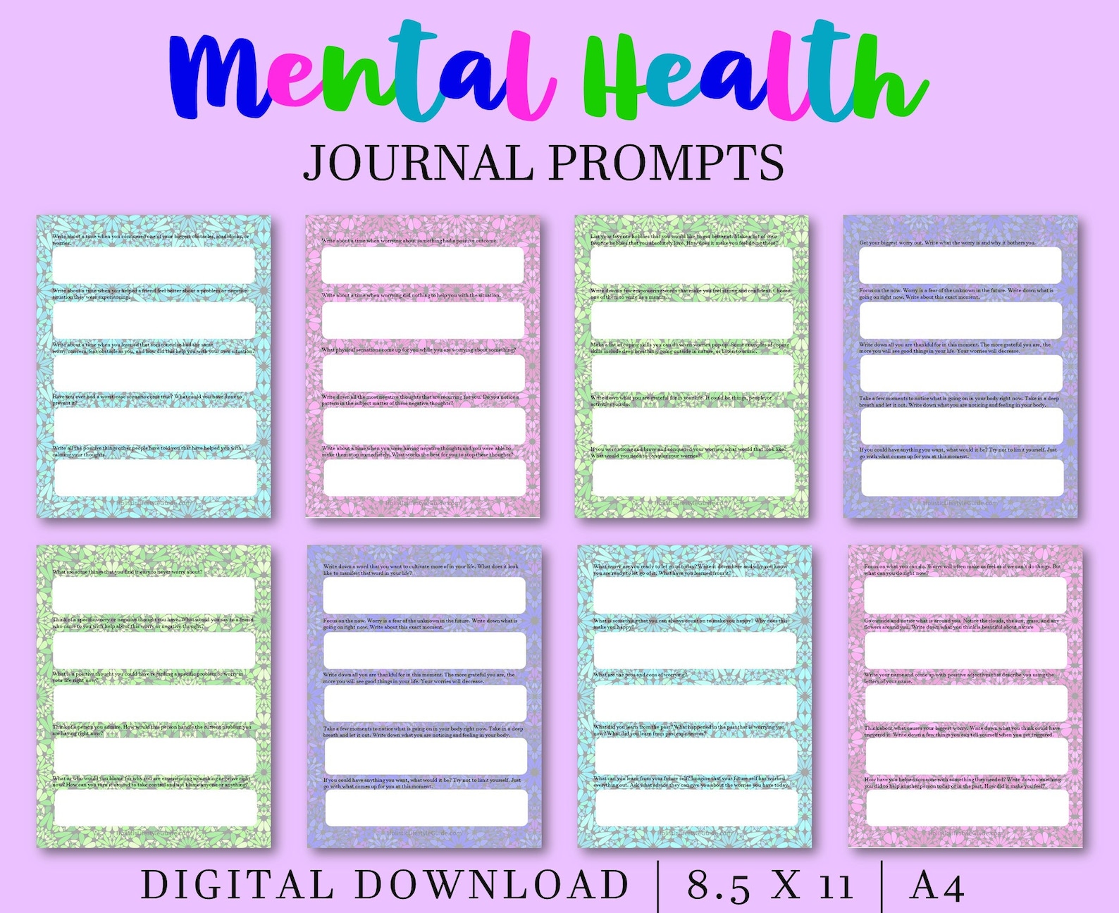 Mental Health Journal Prompts, Printable Journal Prompts, Worry Journal