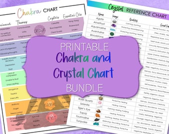 Crystals and Chakras Reference Sheet Bundle, Spiritual Bundle, Energy Healing, Crystal Guide, Chakra Chart, Spiritual Printable