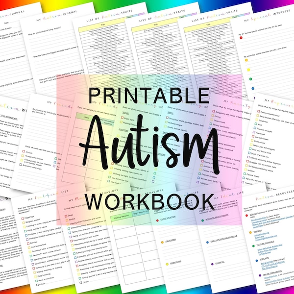 Autism Workbook, Autism Worksheets, Autism Journal,  Autism Planner, Autism Checklist, Autistic Adult Gift, Autism Gifts, Autism PDF