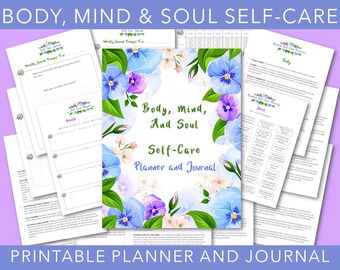Printable Self Care Planner, Self Care Journal, Holistic Health, Body Mind Soul, Healthy Lifestyle, Daily Routine, Wellness Gift