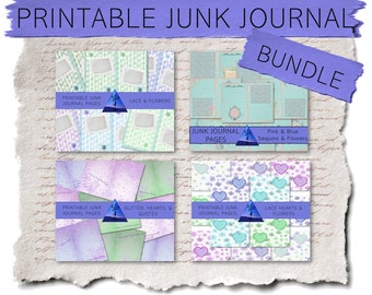 Printable Junk Journal Bundle, Junk Journaling Pages, Paper Craft Kit, Paper Bundles For Journals