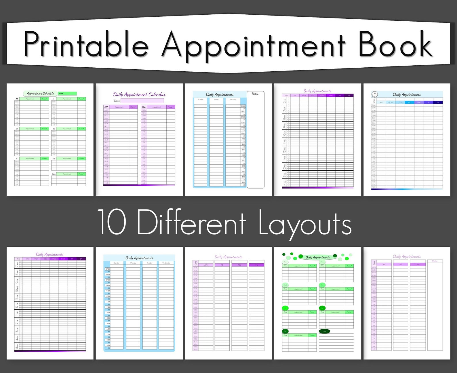 Printable Appointment Book Weekly Appointment Planner Daily Etsy