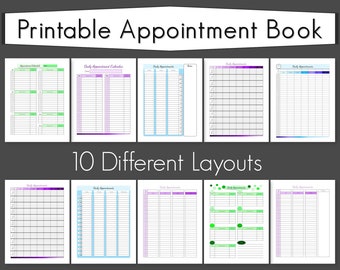 Printable Appointment Book, Weekly Appointment Planner, Daily Schedule Printable, Appointment Pages, Business Printables, Business Gift