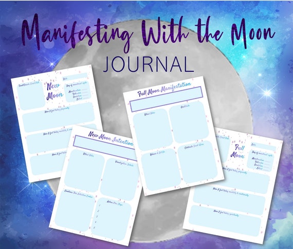 Printable Moon Journal, Manifestation Journal, Manifesting Planner, Phases of the Moon, Lunar Magic