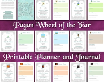 Planificador de la Rueda del Año imprimible, Páginas Grimorio, Libro de las Sombras, Planificador del Sabbat, Sabbats Paganos, Diario Wiccan, PDF de Brujería
